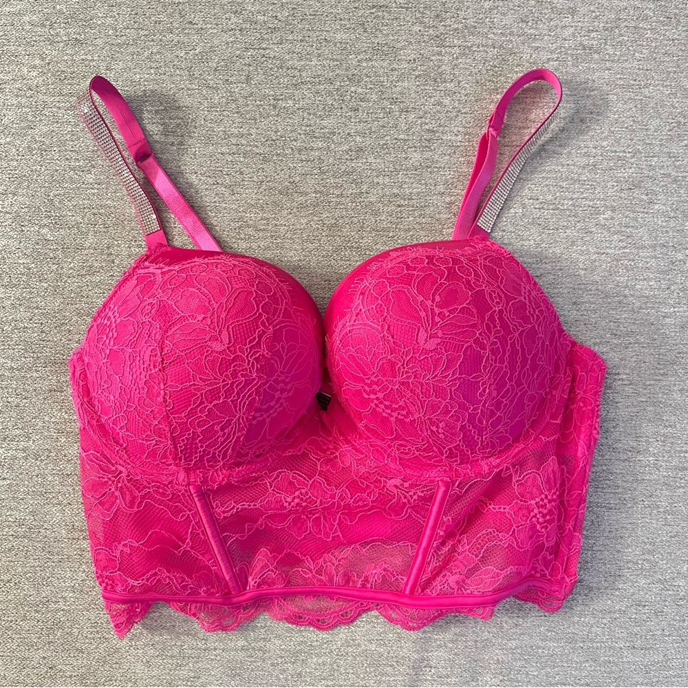 NWT Victoria’s Secret pink, fuchsia lace corset 36D